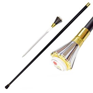 37” Famille Rose Silver Vase Handle Walking Cane Sword