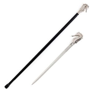 36.5” Silver Luxury Hippocampus Sea Horse Handle Cane Sword