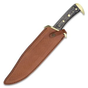 16" Handmade Stainless Steel Bowie Knife Blood Grooved Blade Wood Handle With Leather Sheath