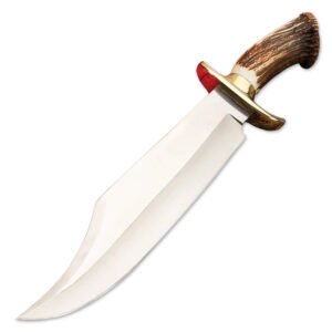 22" Handmade Stainless Steel Bowie Knife Stag Antler Handle With Leather Sheath