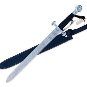 36" Hand-Forged Damascus Steel Sword | Premium Black Leather Sheath | Personalized Gift for Him, Wedding, Father's Day, Birthday, Groomsmen Gift