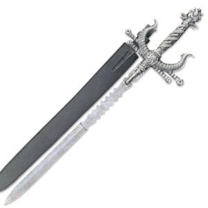 Handmade Damascus Steel Viking Master Sword With Leather Sheath