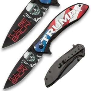 Trump 2024 Pocket Knife - 3D Printed Stainless Steel Blade, Titanium Coated Aluminum And Wood Handle