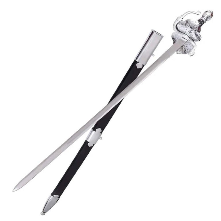 34" Zorro Musketeer Sword Perforated Twisted Butterfly With Scabbard
