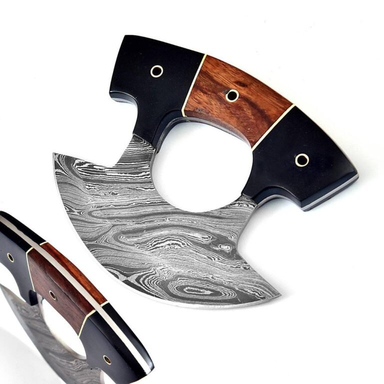 Live for Food Ulu Damascus Kitchen Camping Knife | Chef’s Skinner with Stand