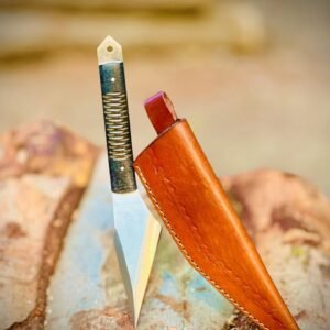 Handmade Stainless Steel Full Tang Kiridashi Knife With Sheath -  Micarta Handle