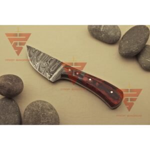 6 inches World Best Handmade Damascus Blade skinner Hunting Knife with Beautiful Handle Style, Brown Leather Sheath