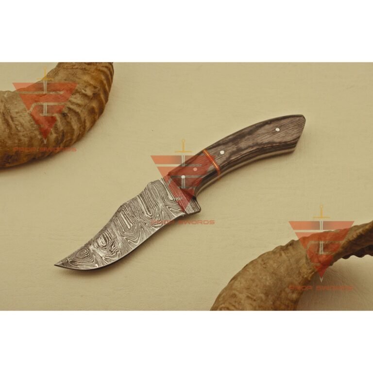 Handcrafted Full Tang Damascus Steel Hunting Camping Skinner Knife - Rosewood Handle - Ideal Gift For Him - Essential EDC Gear