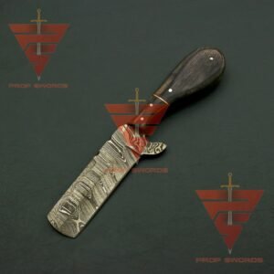Handmade Damascus Steel Hunting Skinner Knife Pure Rosewood Handle, Comes With Leather Sheath