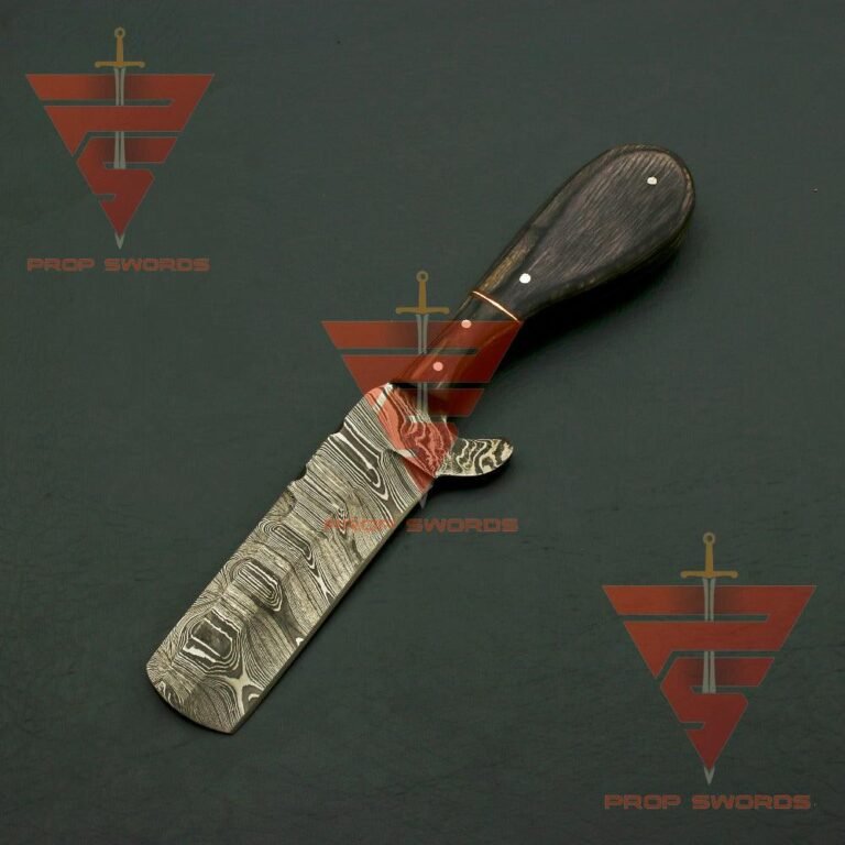 Handmade Damascus Steel Hunting Skinner Knife Pure Rosewood Handle, Comes With Leather Sheath