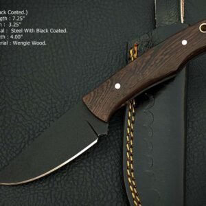 Handmade Stainless Steel Full Tang Bush Craft Hunting Skinner Knife with Leather Sheath – Wood Handle