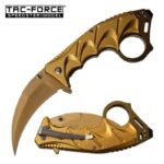 Gold Hawkbill Blade Tactical Spring Assisted Folding Knife