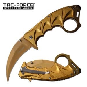 Gold Hawkbill Blade Tactical Spring Assisted Folding Knife