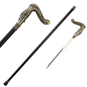 Brass Finish Burst Snake Head Cane Sword