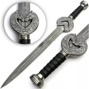 Custom Handmade Damascus Steel VIKING SWORD With Leather Sheath