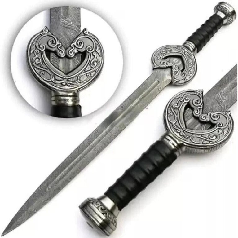 Custom Handmade Damascus Steel VIKING SWORD With Leather Sheath