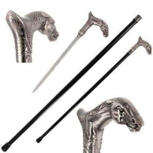 Horse Artisan Intricate Carved Gentleman's Cane Sword