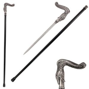 Silver Burst Snake Head Cane Sword