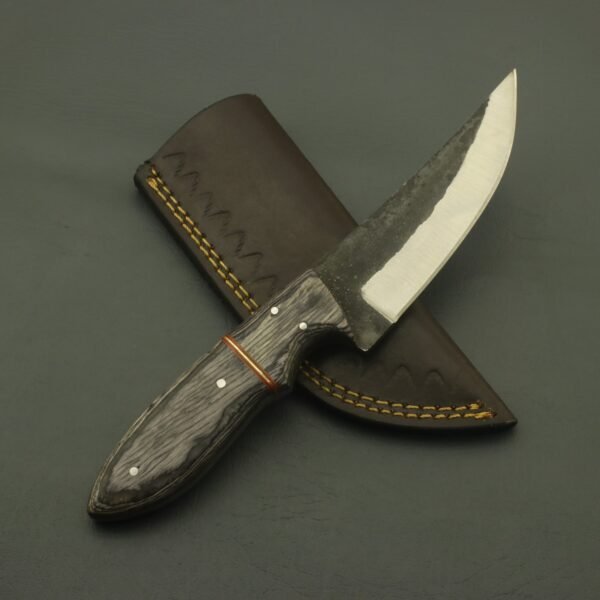 Handmade Carbon Steel Hunting Knife: Full Tang, Rosewood Handle, Leather Sheath