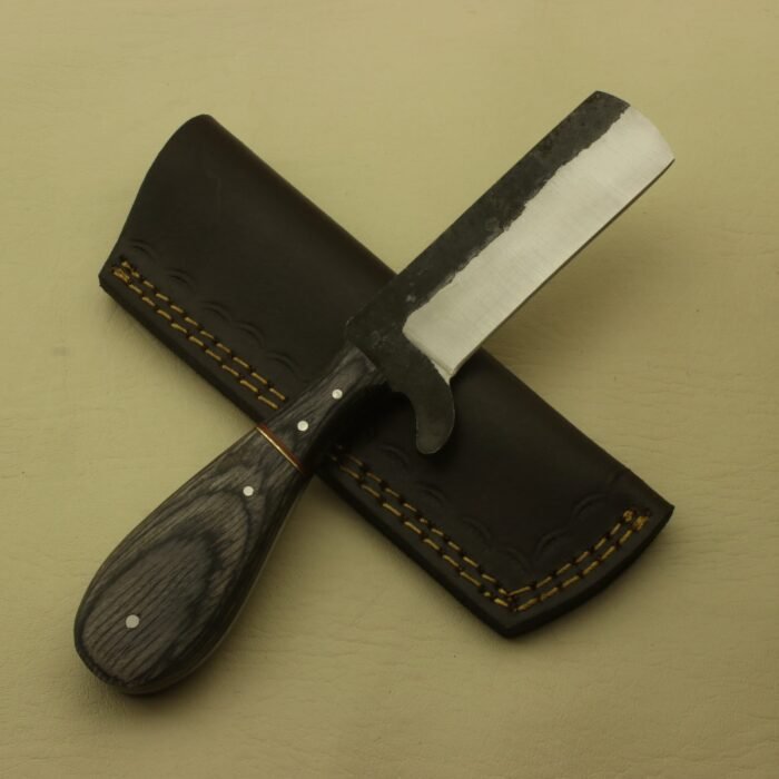 Handmade High Carbon Steel Skinner Knife: Full Tang Hunting, Camping, Leather Sheath