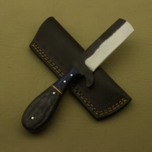 Handmade High Carbon Steel Skinner Knife: Full Tang Hunting, Camping, Leather Sheath