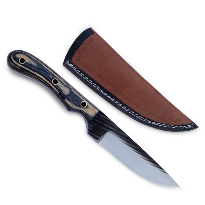 Handmade RASP Steel Fixed Blade Knife: Micarta Handle, Leather Sheath