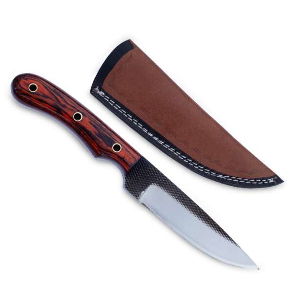 Handmade RASP Steel Fixed Blade Knife: Micarta Handle, Leather Sheath