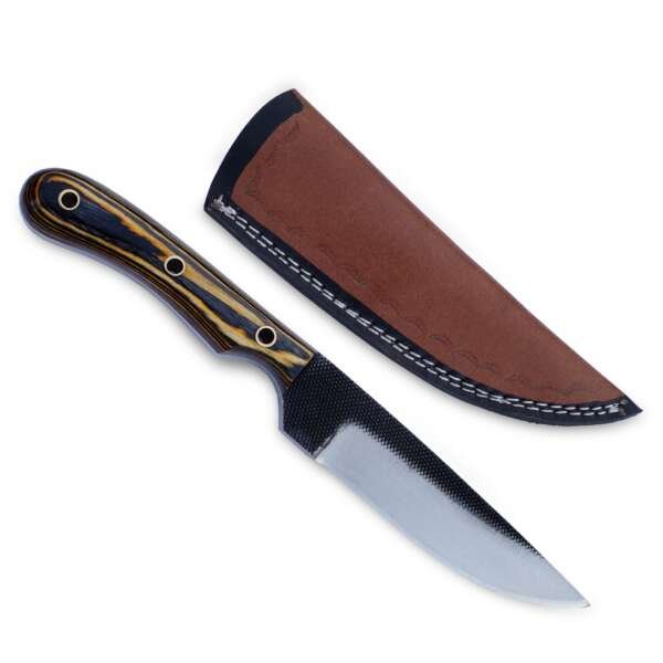Handmade RASP Steel Fixed Blade Knife: Micarta Handle, Leather Sheath