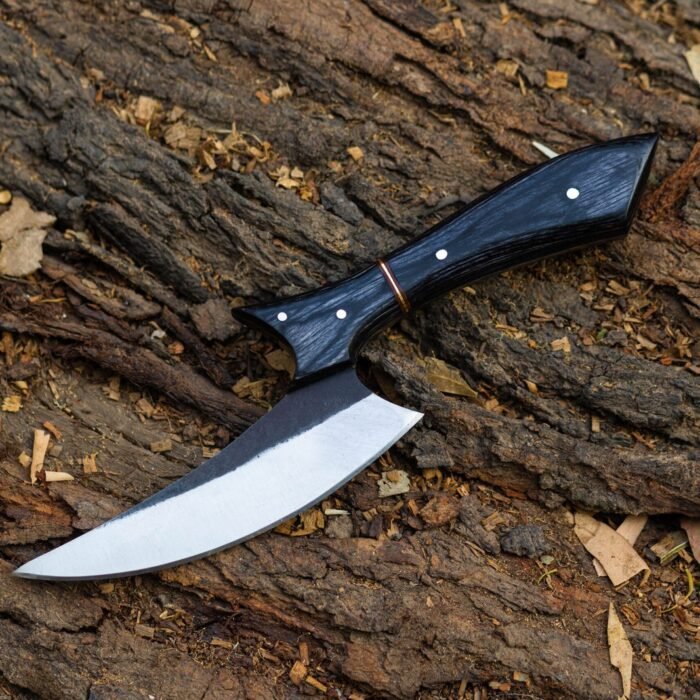 Handmade Carbon Steel Karambit Knife: Pakka Wood Handle, Leather Sheath